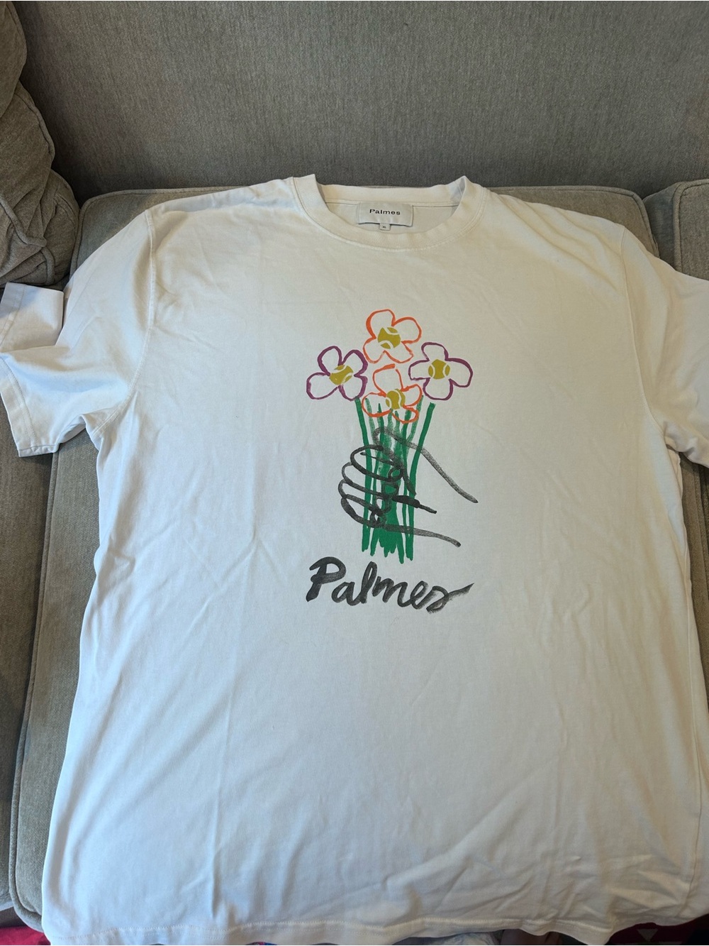 Palmes White Graphic Floral Crewneck T-Shirt